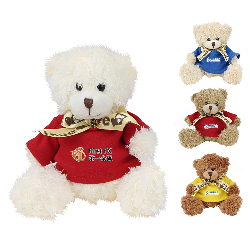 20cm Teddy Bear Plush Toy With T-Shirt Ribbon And Strap