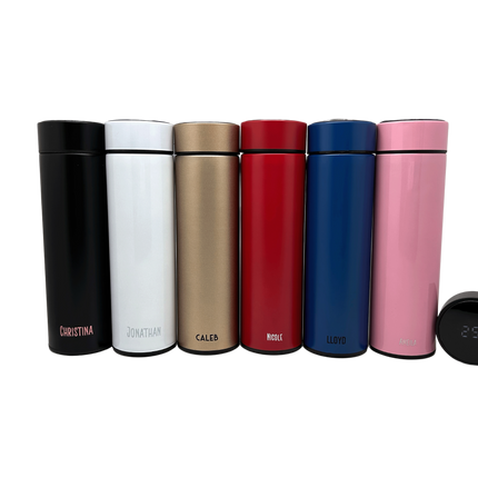 Matte Stainless Steel Thermos Bottle with Digital Display (Name Printing)