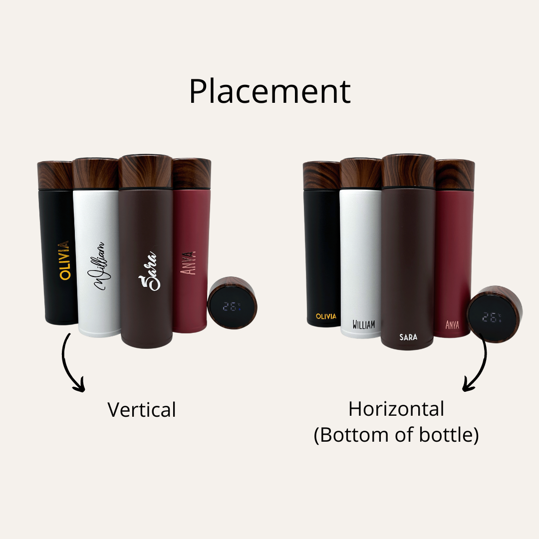 Wood Accent Stainless Steel Thermos Bottle with Digital Display