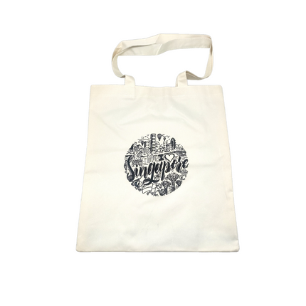 Singapore Theme Design 600D Canvas Tote Bag