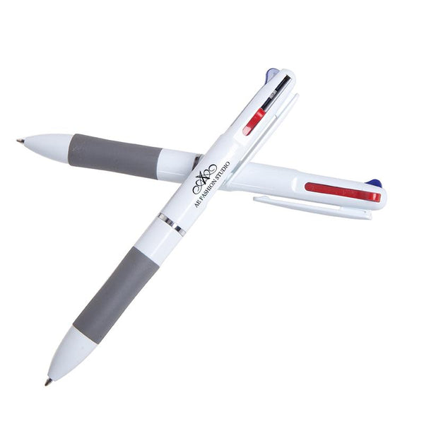 3 Colour Multi-Pen With Grey Rubber Grip