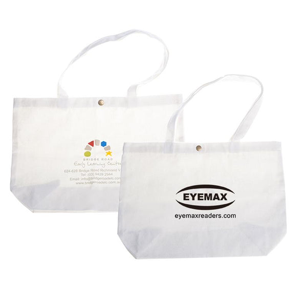 Horizontal Canvas Tote Bag With Snap Fastener