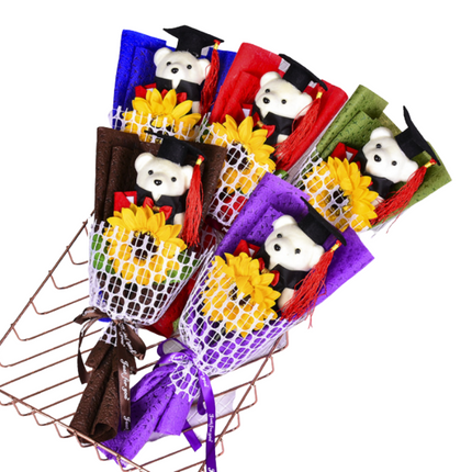 Rose / Sunflower Graduation Bear Bouquet Gift Ideas and Novelties One Dollar Only