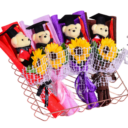 Rose / Sunflower Graduation Bear Bouquet Gift Ideas and Novelties One Dollar Only