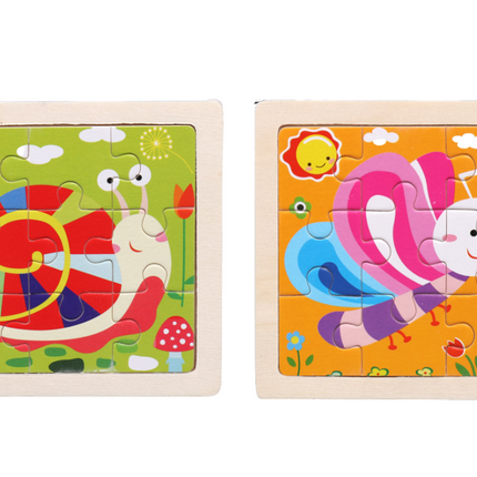 Cartoon Garden Animals Mini Wooden Puzzle Games and Toys One Dollar Only