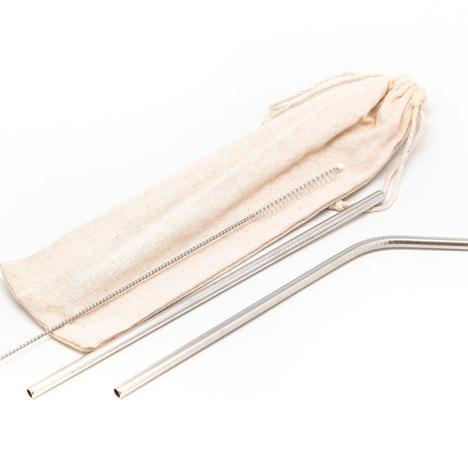 3pc Metal Straw Set in Fabric Case Cases One Dollar Only