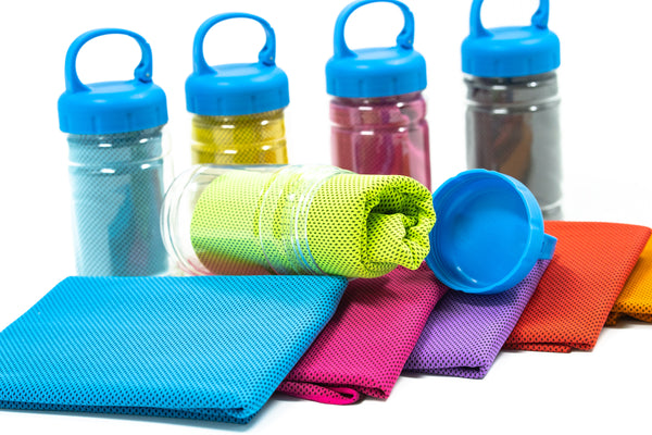 Cooling Sports Towel in Plastic bottle with Hook