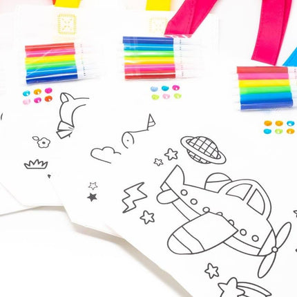 DIY Colouring Non Woven Bag Set - Cartoon Design Bags One Dollar Only
