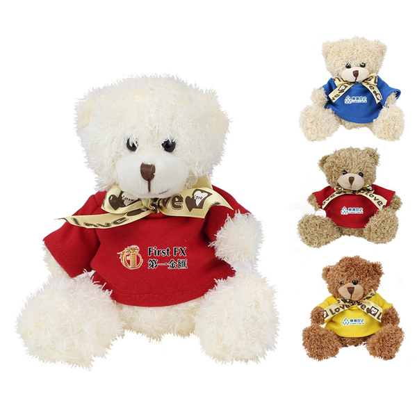 20cm Teddy Bear Plush Toy With T-Shirt Ribbon And Strap