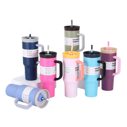 Colorful Thermos Cup w/ Straw and Handle (Deliver In 4-6 weeks)
