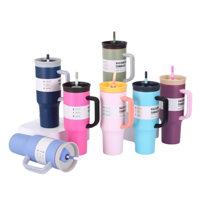 Colorful Thermos Cup w/ Straw and Handle (Deliver In 4-6 weeks)