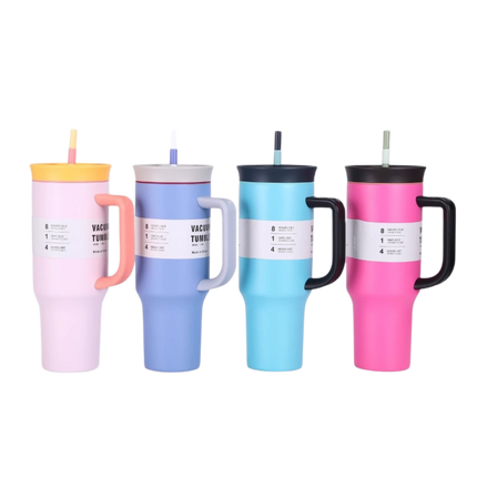 Colorful Thermos Cup w/ Straw and Handle (Deliver In 4-6 weeks)