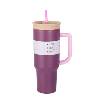 Colorful Thermos Cup w/ Straw and Handle (Deliver In 4-6 weeks)