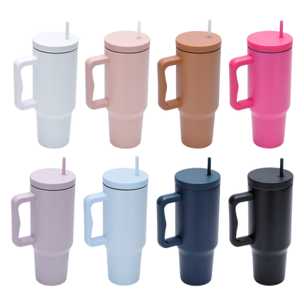 Outdoor Thermos Cup w/ Straw and Handle (Deliver In 4-6 weeks)