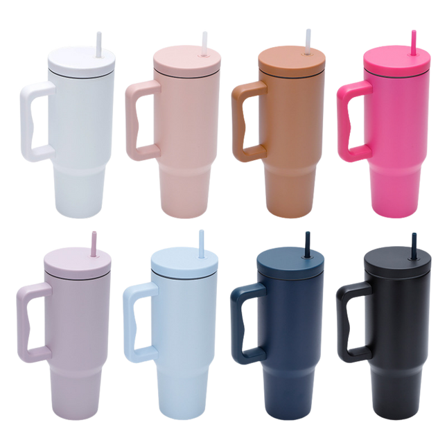 Outdoor Thermos Cup w/ Straw and Handle (Deliver In 4-6 weeks)