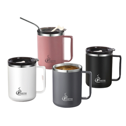 Stainless Steel Coffee Cup w/ Lid (Deliver In 4-6 weeks)