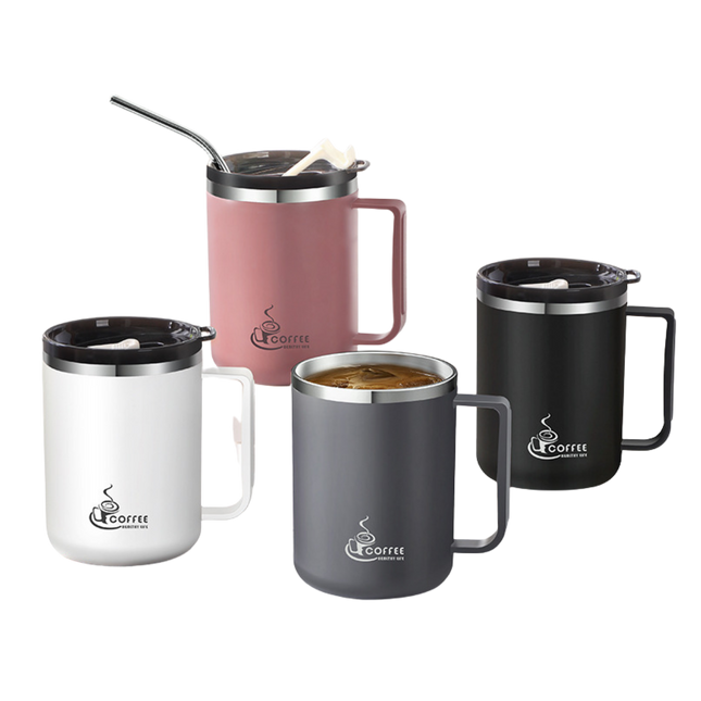 Stainless Steel Coffee Cup w/ Lid (Deliver In 4-6 weeks)