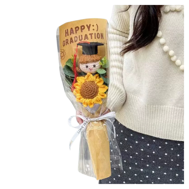 Crochet Graduation Sunflower Bouquet