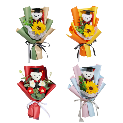 Graduation Bear Sunflower Bouquet