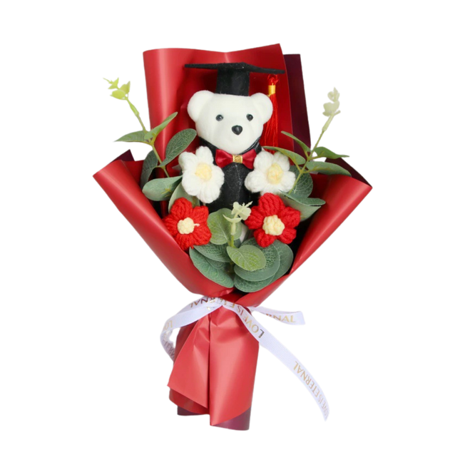 Graduation Bear Sunflower Bouquet