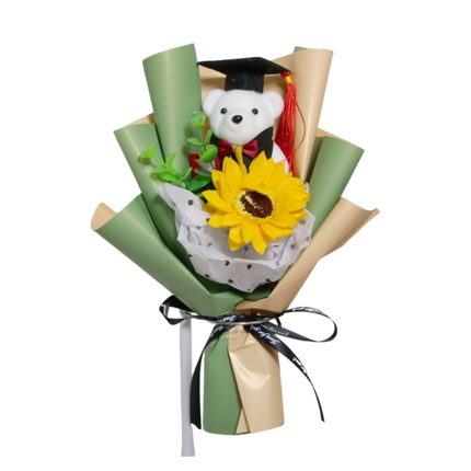 Graduation Bear Sunflower Bouquet