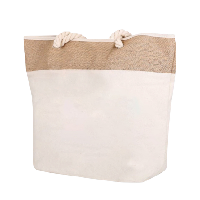 Jute & Canvas Tote Bag w/ Rope (Deliver In 4-6 weeks)