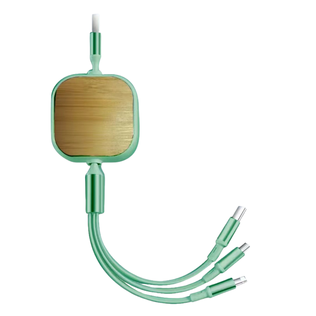 Wooden 3-in-1 Retractable Data Cable (Deliver in 4-6 weeks)