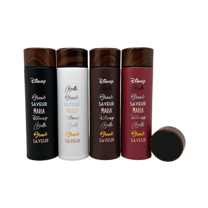Small Wood Accent Stainless Steel Thermos Bottle