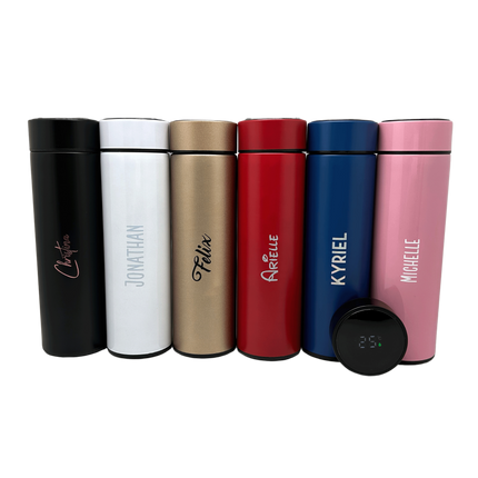Matte Stainless Steel Thermos Bottle with Digital Display (Name Printing)