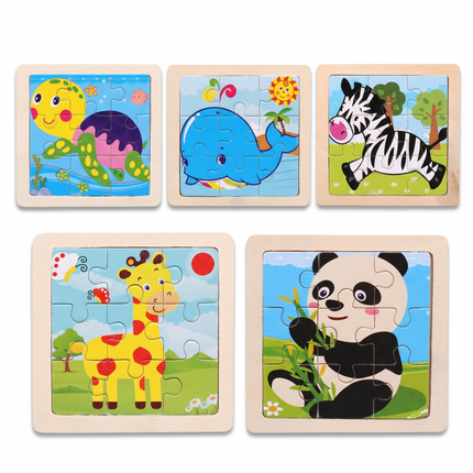 Cartoon Garden Animals Mini Wooden Puzzle