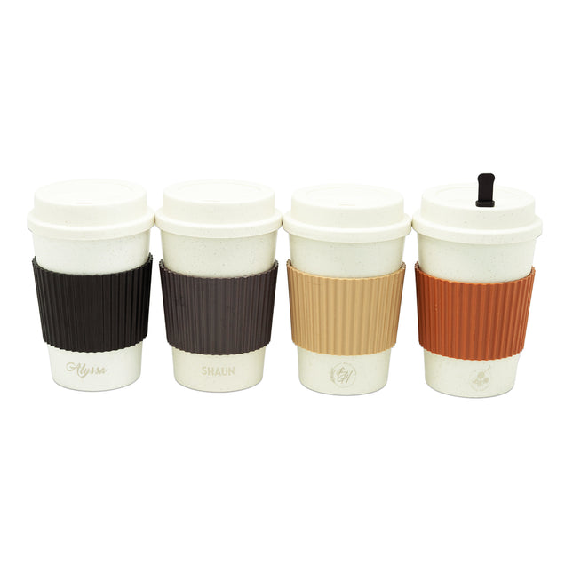 Wheat Fibre Coffee Cup with Stirrer (Name Printing)
