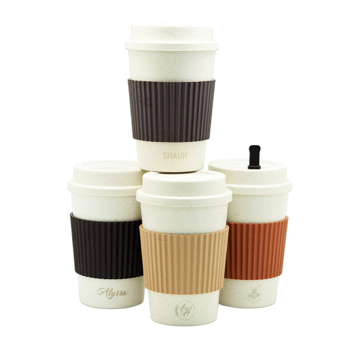Wheat Fibre Coffee Cup with Stirrer (Name Printing)