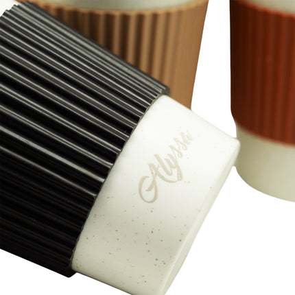 Wheat Fibre Coffee Cup with Stirrer (Name Printing)