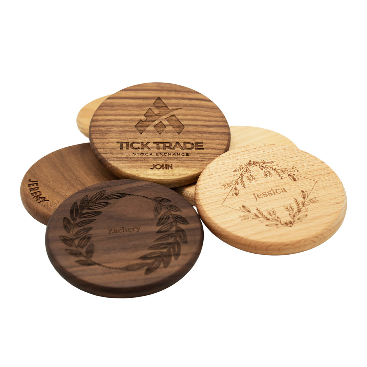 Round Wood Coaster (Name Printing)