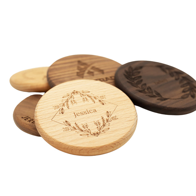 Round Wood Coaster (Name Printing)