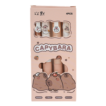 4 Piece Capybara 0.5mm Gel Pen Set