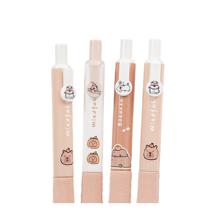 4 Piece Capybara 0.5mm Gel Pen Set
