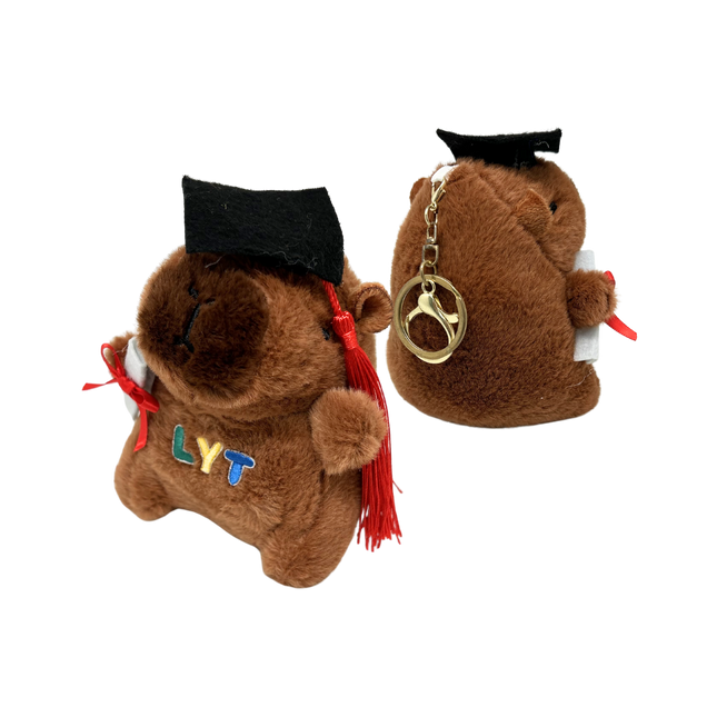 Capybara Graduation Bear Soft Toy Keychain (Name Printing)