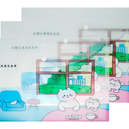 Cute Cartoon Bear Theme A4 PP Snap Button File (Pack of 12pcs)