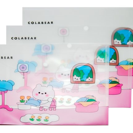 Cute Cartoon Bear Theme A4 PP Snap Button File (Pack of 12pcs)