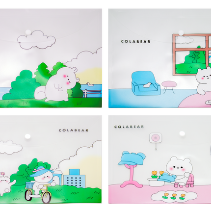 Cute Cartoon Bear Theme A4 PP Snap Button File (Pack of 12pcs)