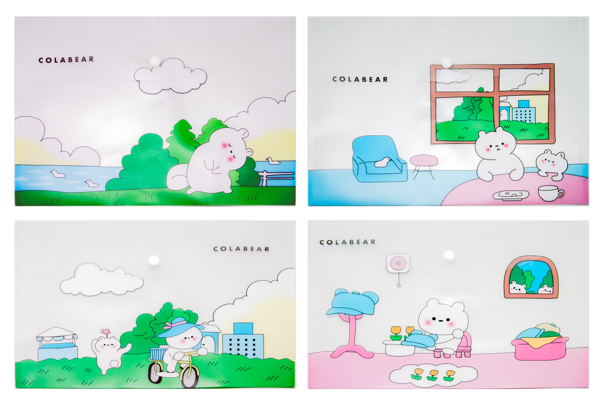 Cute Cartoon Bear Theme A4 PP Snap Button File (Pack of 12pcs)