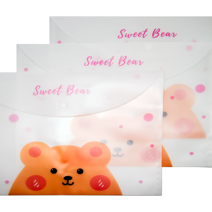 Cute Cartoon Animals Theme A4 PP Snap Button File (Pack of 12pcs)
