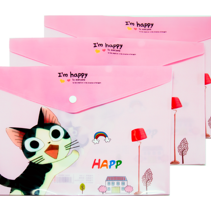 Cute Cartoon Cats Theme A4 PP Snap Button File (Pack of 12pcs)