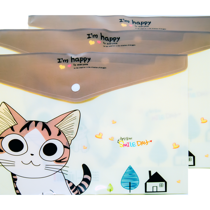 Cute Cartoon Cats Theme A4 PP Snap Button File (Pack of 12pcs)