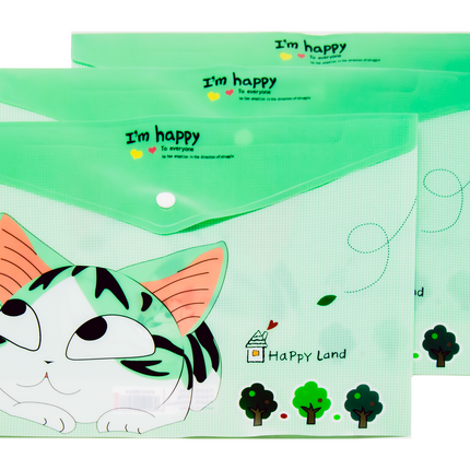 Cute Cartoon Cats Theme A4 PP Snap Button File (Pack of 12pcs)