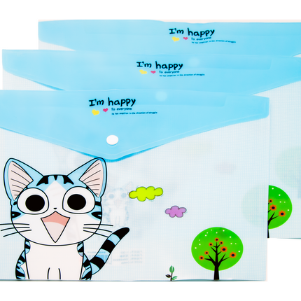 Cute Cartoon Cats Theme A4 PP Snap Button File (Pack of 12pcs)