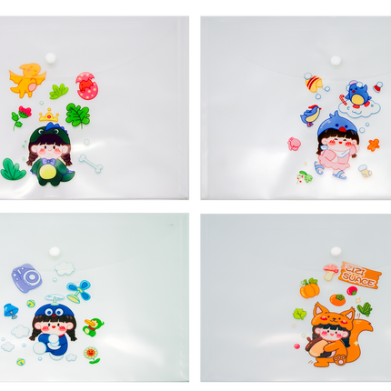 Cute Animal Dressing Theme A4 PP Snap Button File (Pack of 12pcs)