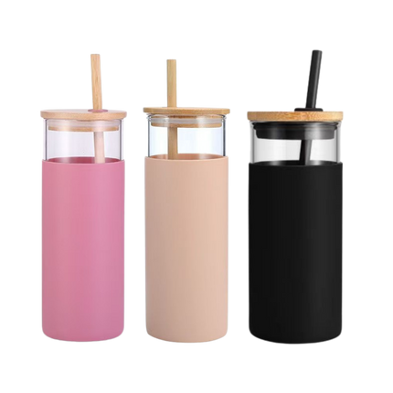Glass Tumbler w/ Bamboo Straw (Deliver In 4-6 weeks)
