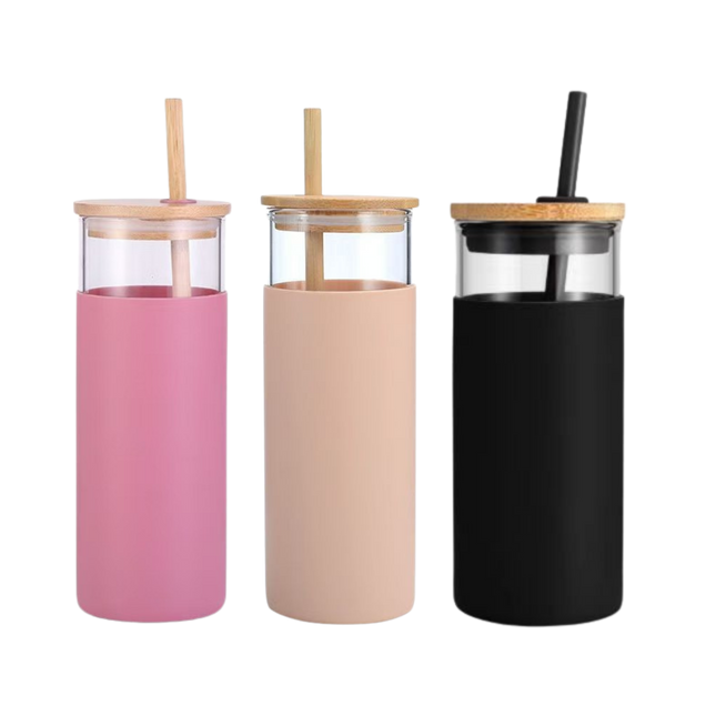 Glass Tumbler w/ Bamboo Straw (Deliver In 4-6 weeks)